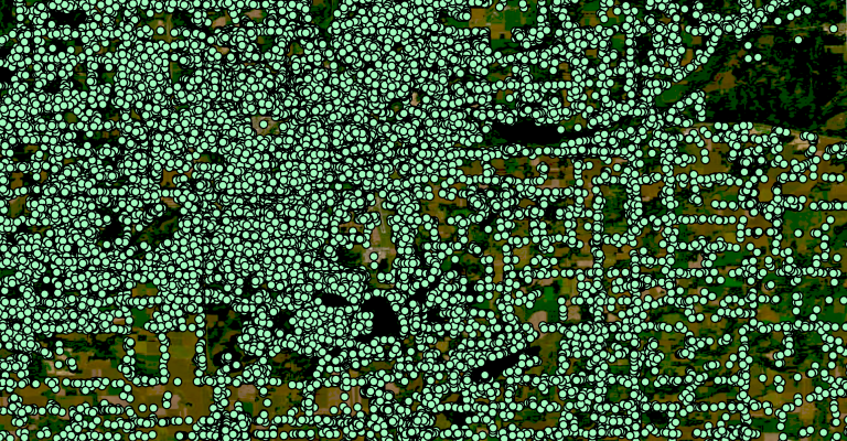 Map showing fabric data locations